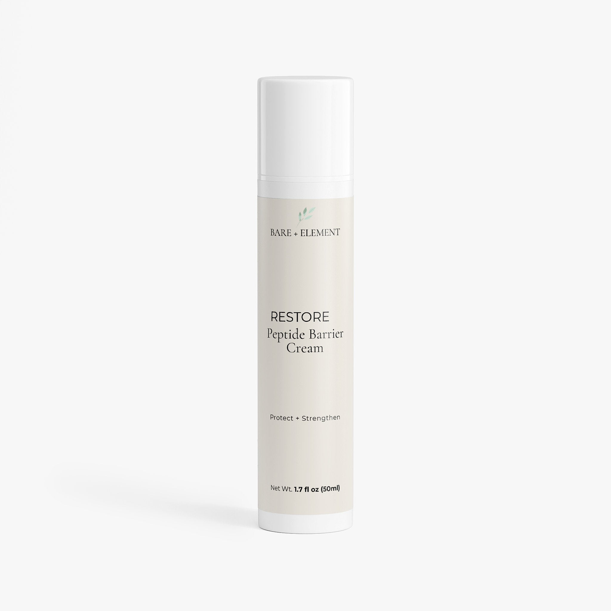 Bare + Element Peptide Moisturizer bottle on a white background